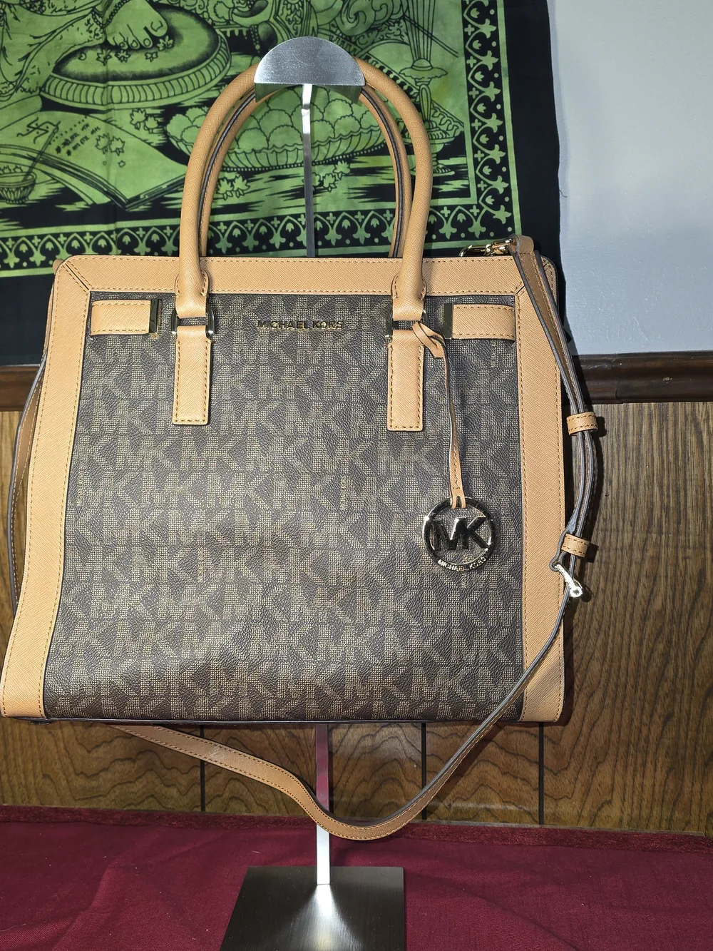Michael Kors Brown Logo Tote with Tan Trim